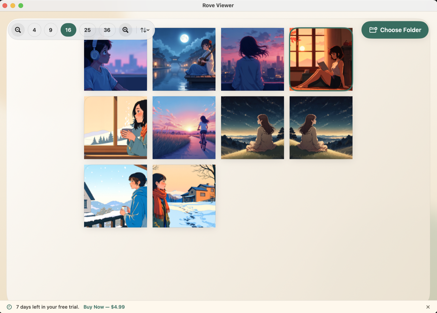 Rove Viewer — grid view